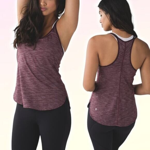 LULULEMON What The Sport Singlet II Sz 8 Heathered Bordeaux Drama - Picture 1 of 7